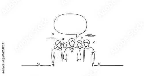 Diverse group of young adults engaged in conversation line art, no editable stroke