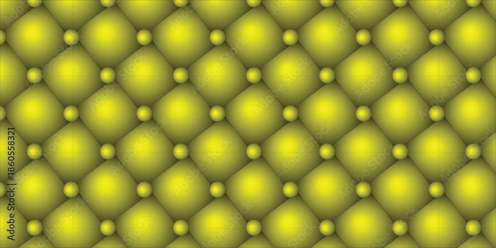 Fototapeta premium Yellow Tufted Upholstery Texture with Diamond Pattern and Button Accents background