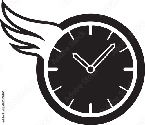 Time flies with winged clock icon symbolizing speed and efficient time management
