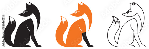  Fox Silhouette Vector. Stylized  fox silhouette in side view, minimal vector illustration isolated on white background for logo, tattoo, and wildlife design use.

