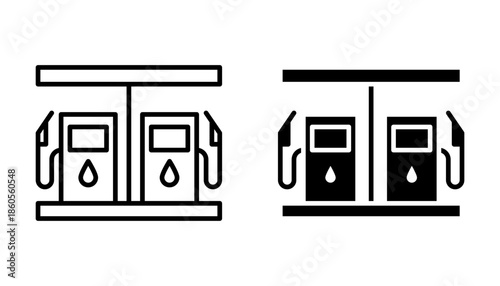Fuel pump icon Gas station set icon, line design Symbol isolated white background. vector illustration. color editable.