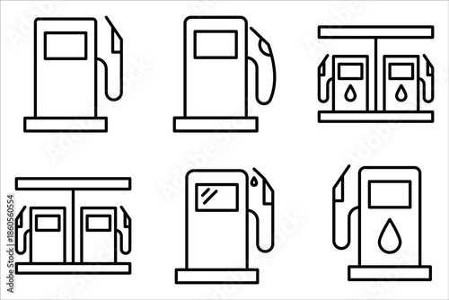 Fuel pump icon Gas station set icon, line design Symbol isolated white background. vector illustration. color editable.
