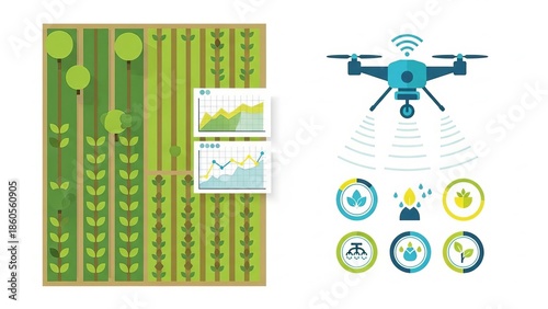 Wallpaper Mural Smart Agriculture Drone Crop Monitoring Illustration Torontodigital.ca