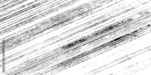 Abstract texture grunge made of diagonal streaks and distressed lines, black ink on a white background. grunge scratch patterns, chaotic linear noise. dirty monochrome pattern of the old worn surface.