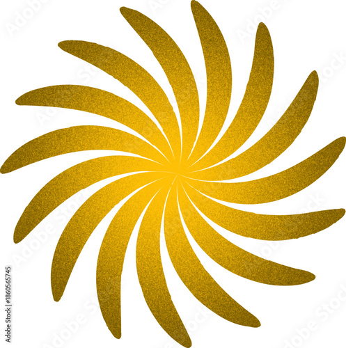 spiral sunburst organic shape with grainy noise texture element