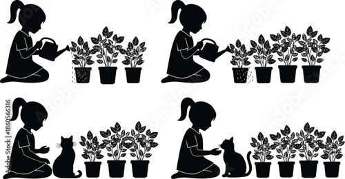 Beach, summer, holiday, gardening, icons, family, silhouettes, medical, nurse, sunbathing, surfing, dog, kidney, plants, palms, flowers, pots, lifestyle, healthcare, vector, set, illustration, bundle,