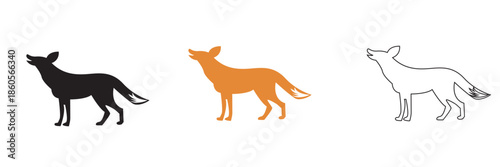  Fox Silhouette Vector. Stylized  fox silhouette in side view, minimal vector illustration isolated on white background for logo, tattoo, and wildlife design use.

