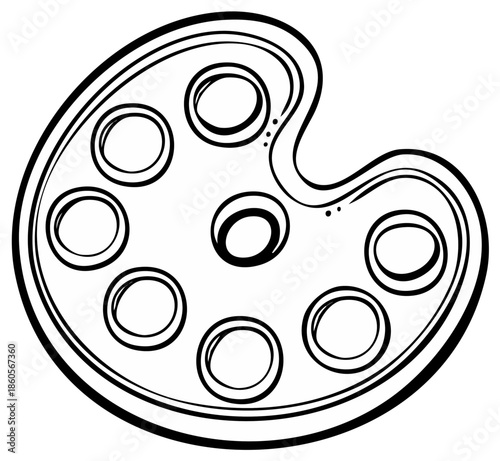 Artist Paint Palette Simple Line Drawing Icon for Creative Arts and Design