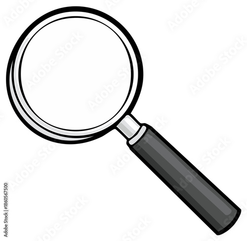 Stylized Illustration of a Magnifying Glass with a Black Handle