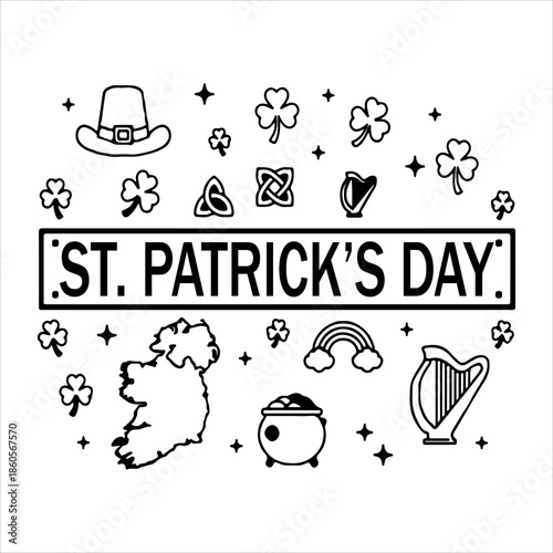 A Professional Festive St Patricks Day Symbol, Showcasing Irish Tradition and Digital Luck Shamrock Clover Festival Celebration in a Flat Design Minimalist Vector for Holiday Tourism.