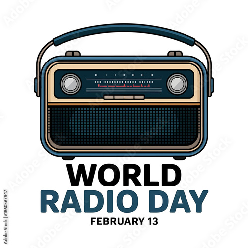 Celebrating world radio day on february 13 with vintage radio illustration