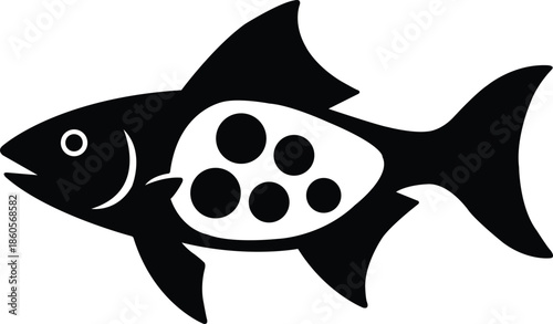 Fish with roe vector illustration, clean and detailed design, ideal for seafood, fishing, nutrition, and food-related projects.