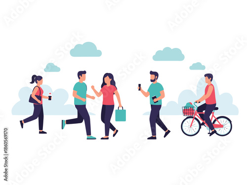 Diverse People Enjoying Outdoor City Life and Recreation