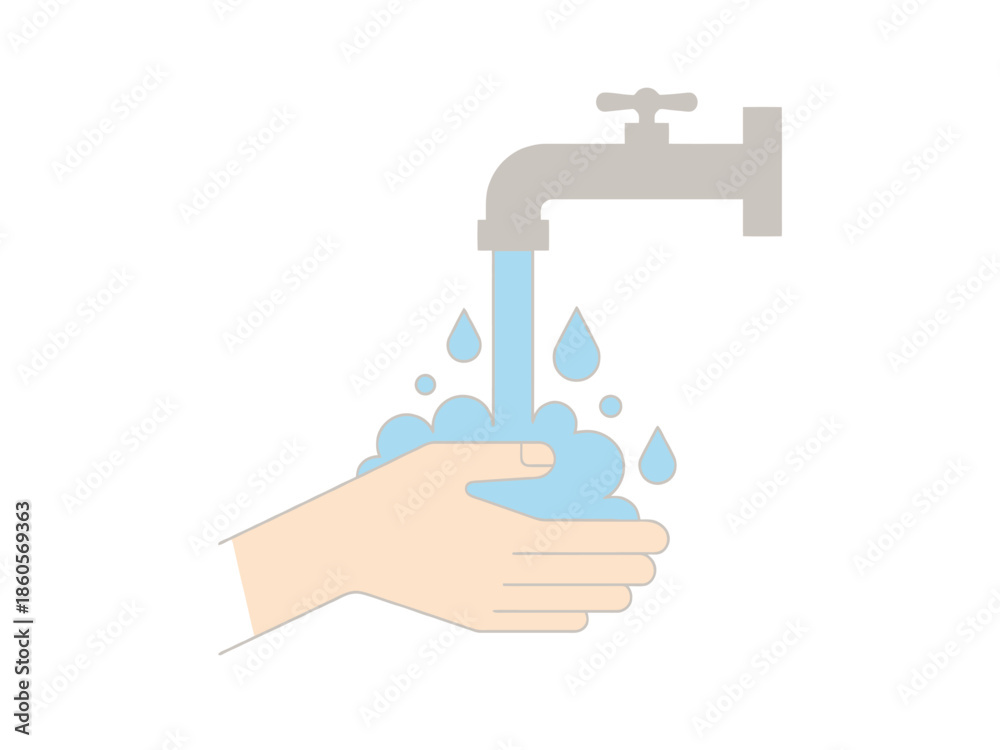 Fototapeta premium Hand Washing with Running Water and Soap Bubbles