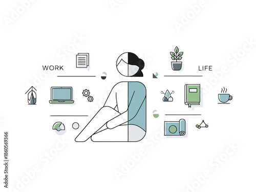Balancing Work and Personal Life with Icons and Figure