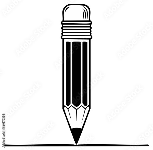 Simple Graphic of a Sharpened Pencil Drawing a Straight Line on White Background