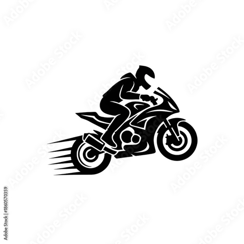 sports motorcycle rider speeding wheelie silhouette icon