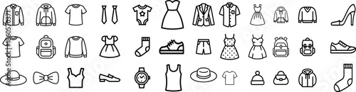 Collection of Fashion Icons for Clothing and Accessories Design