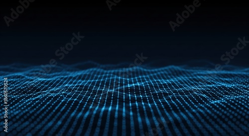 Wallpaper Mural Abstract Blue Digital Wave Pattern with Glowing Dots and Dark Background for Design Use Torontodigital.ca