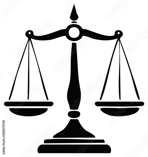 Black Silhouette of Traditional Scales of Justice Symbolizing Balance and Fairness