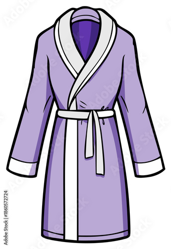 Comfortable Lavender Bathrobe with White Trim and Belt