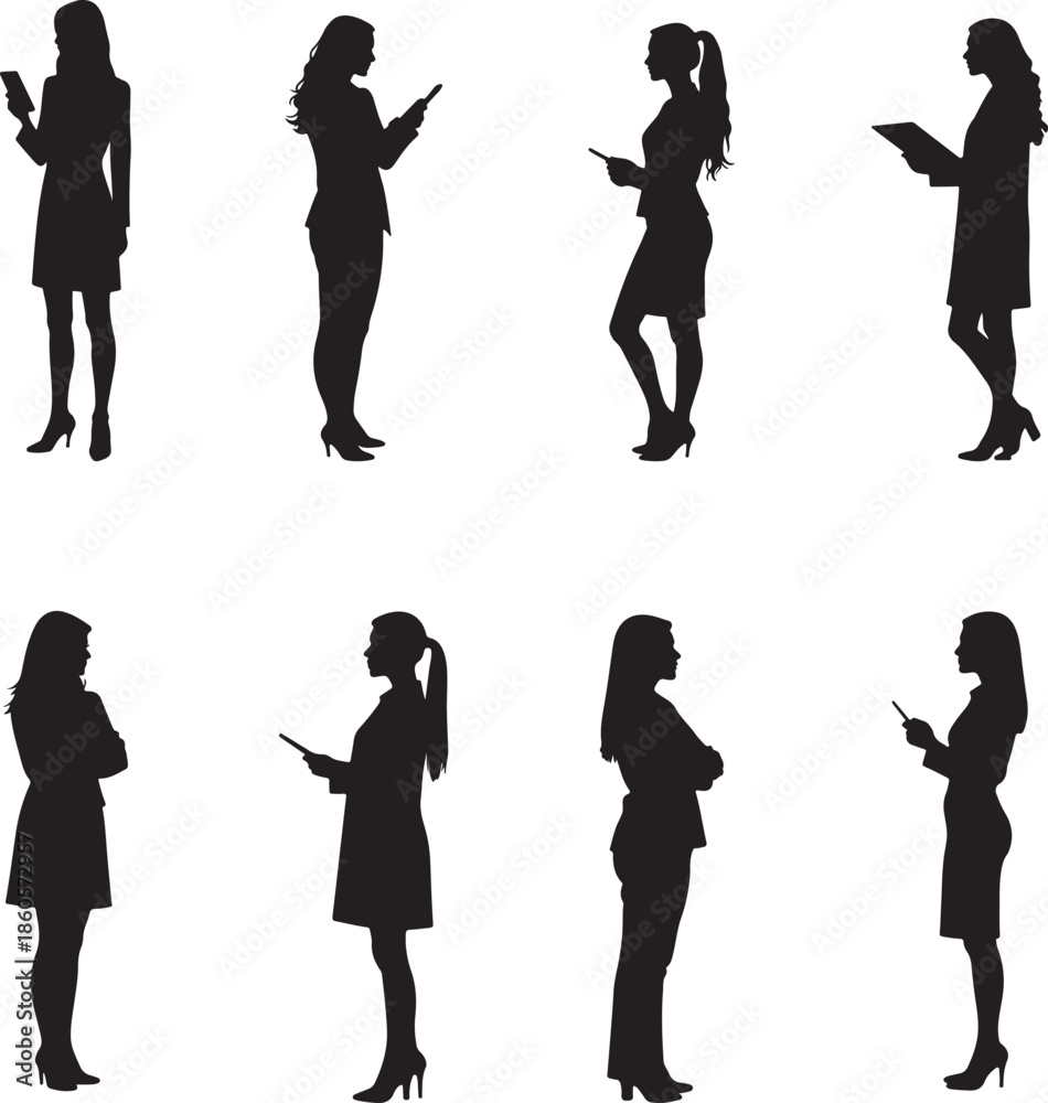 Obraz premium Collection of female silhouettes in various standing poses