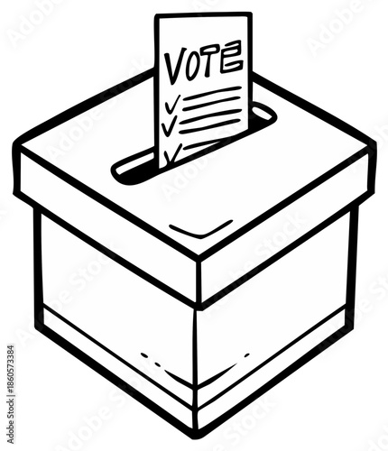 Ballot Box for Voting Illustration. Election Participation Process. Voting Concept Symbol. Isolated Hand Drawn Sketch.