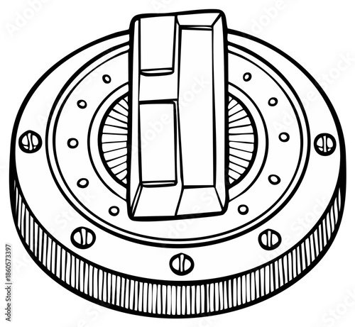 Knob Illustration Vintage Style Close Up Detail Adjustment Control Settings