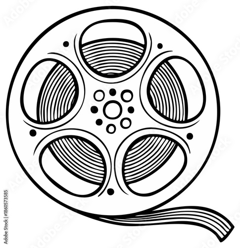 Film Reel Illustration Black and White Movie Industry Old-Fashioned Media Technology Entertainment
