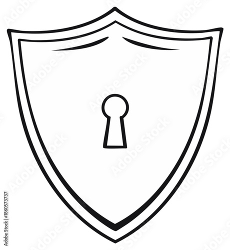 Shield Symbol with Keyhole Illustrating Security and Privacy Concepts