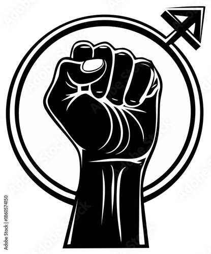 Feminist symbol with raised fist symbolizing power and equality