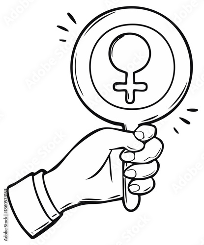 Feminist symbol hand drawn illustration supporting gender equality and women's rights