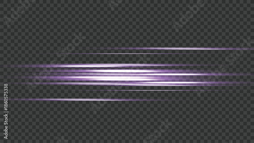 Horizontal purple and white light trails effect for speed and futuristic designs