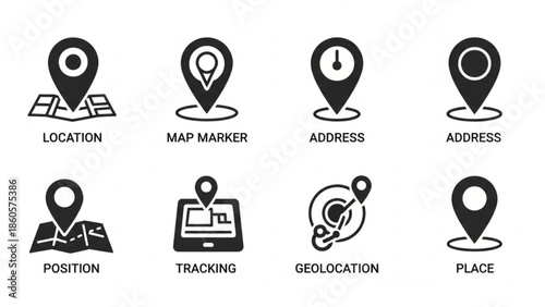 Location & Map Icons – Minimal Line Vector Set of Geolocation, Tracking & Navigation
