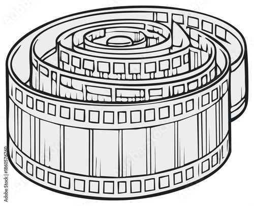 Retro Movie Film Roll Cartoon Vector Illustration