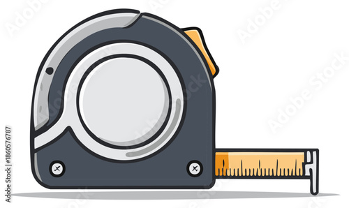 Construction Tape Measure Illustration Tool for Measurement Accuracy