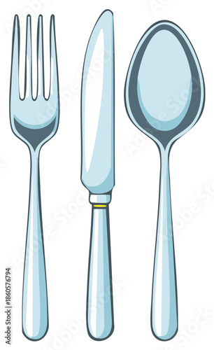 Classic stainless steel fork knife and spoon set elegantly arranged for dining presentation