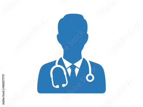 Doctor Stethoscope Silhouette Medical Professional Icon Blue Symbol Health Care Service Professional