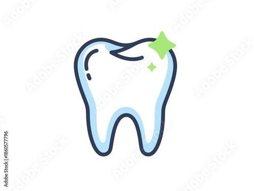 Clean Sparkle Tooth Symbol for Dental Health and Hygiene Concepts
