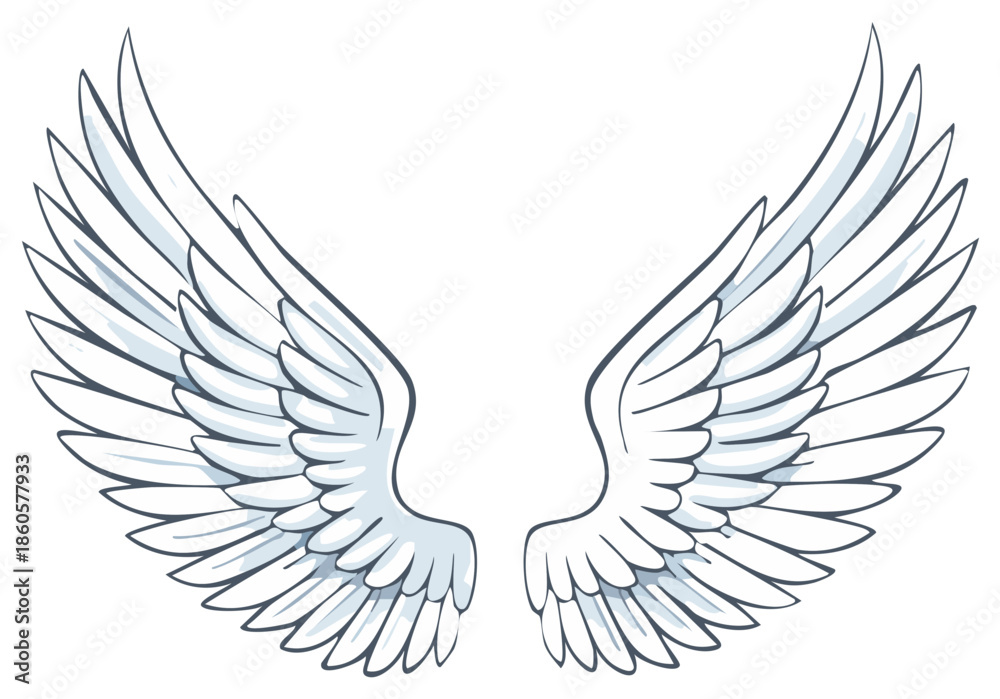 Obraz premium Angel Wings Cartoon Illustration Design Isolated on White