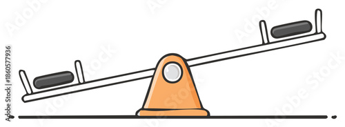Simple seesaw illustration in a state of imbalance representing comparison and choice