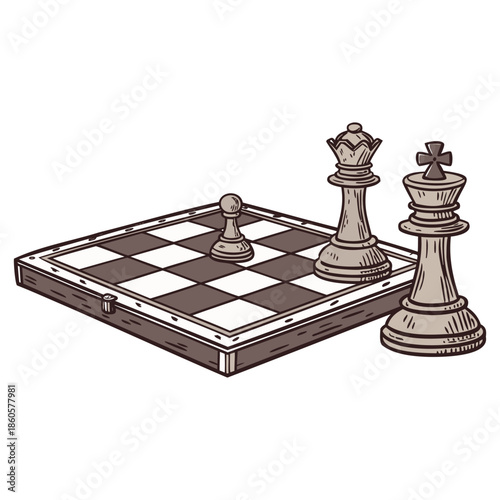 CLASSIC WOODEN CHESS BOARD WITH INTRICATE CARVING AND ANTIQUE FINISH FOR STRATEGY GAME GRAPHICS INTELLECTUAL HOBBY DESIGNS AND LUXURY GAME ROOM ART