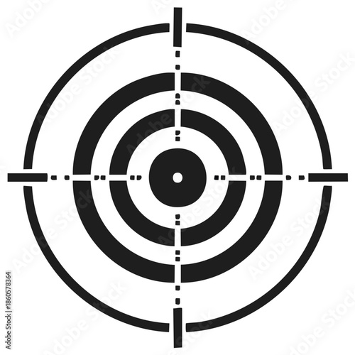 Target with Crosshair for Accuracy Achievement in Black and White