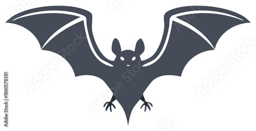 Spooky Nocturnal Bat with Spread Wings Halloween Decoration Element