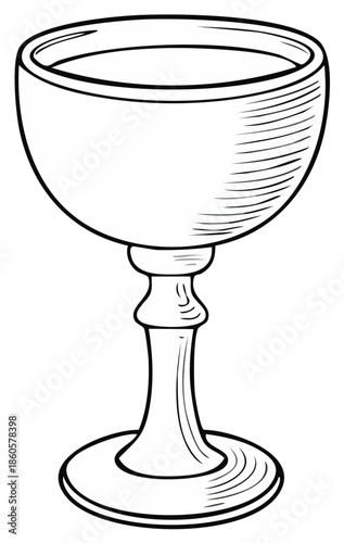 Vintage goblet illustration. Engraved wine glass design for celebration or drinks menu.