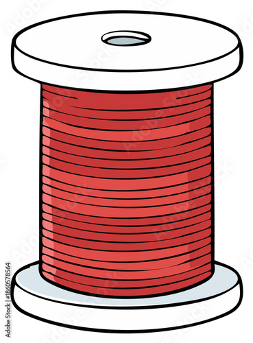 Illustration of a Red Spool of Thread for Craft and DIY Projects