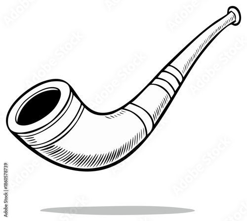 Illustrated tobacco pipe with angled stem, vintage design