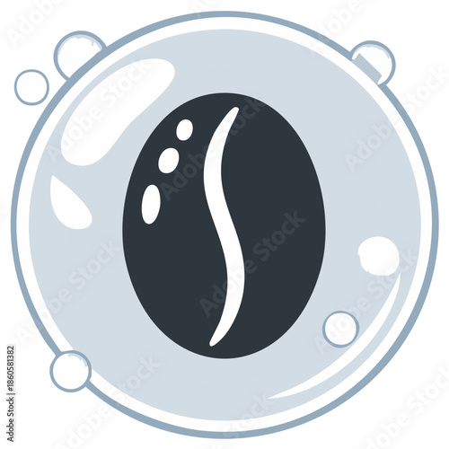 Coffee Bean in a Bubble Icon Vector Illustration, Coffee Brewing Process Abstract Pictogram, Coffee Related Icon