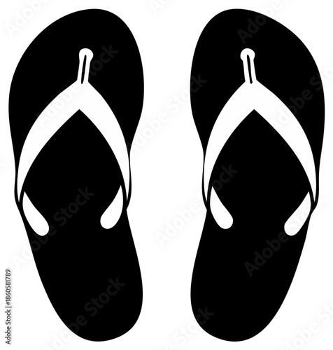 Black and White Flip Flops Sandal Pair Symbolizing Summer Vacation Footwear Choice, Beach Holiday Essentials and Casual Style