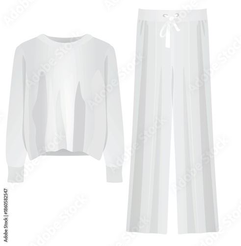 White woman sweater and pants. vector